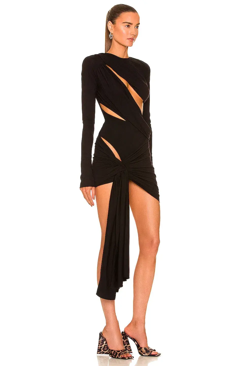 The Attico Draped Cutout Mini Dress Black Size AU 6 - Image 4
