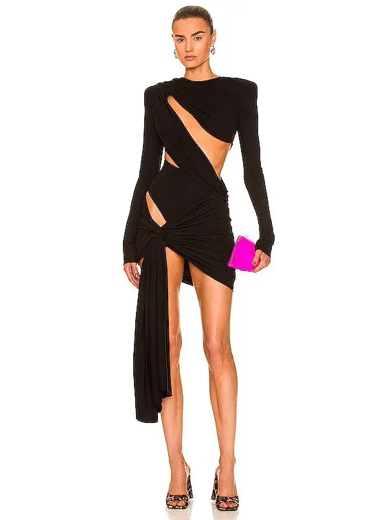 The Attico Draped Cutout Mini Dress Black Size AU 6 - Image 2