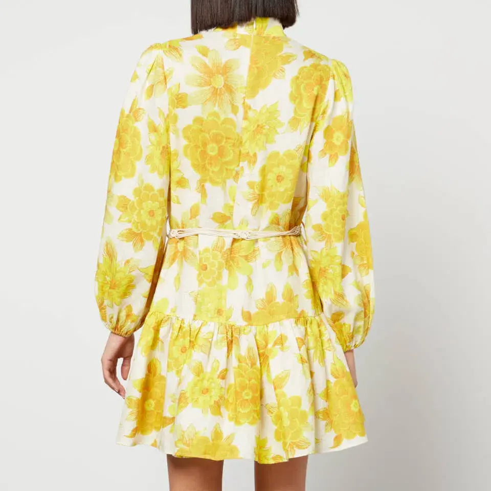 Alemais Sonny Linen Mini Dress Floral Print Size AU 10 for rent on The Volte - main image