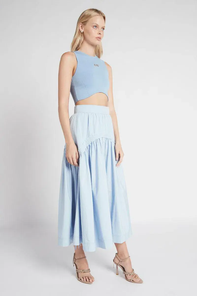 Aje Cosmos Drawstring Midi Skirt Blue Size AU 6 - Image 1