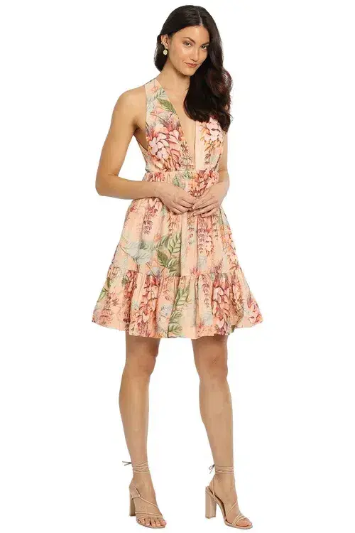 Zimmermann Candescent Plunge Neck Mini Coral Tree Print Size 1 / AU 10 - Image 1