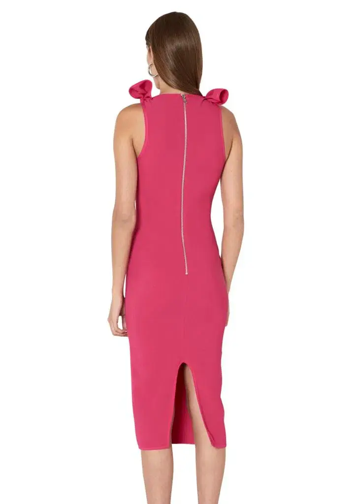 By Johnny V Neck Bow Shoulder Dress Pink Size 6  - Image 3