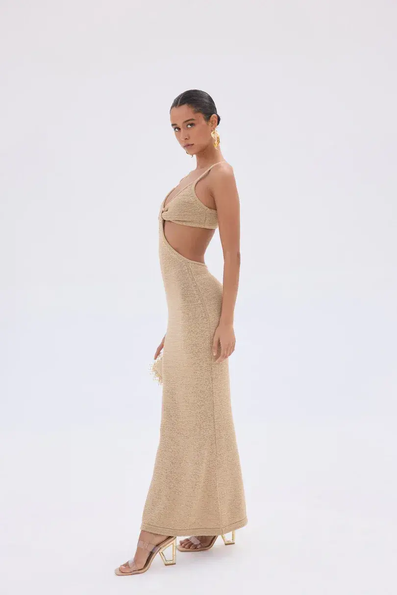 Cult Gaia Serita Knit Dress in Sand Size AU 10  - Image 2