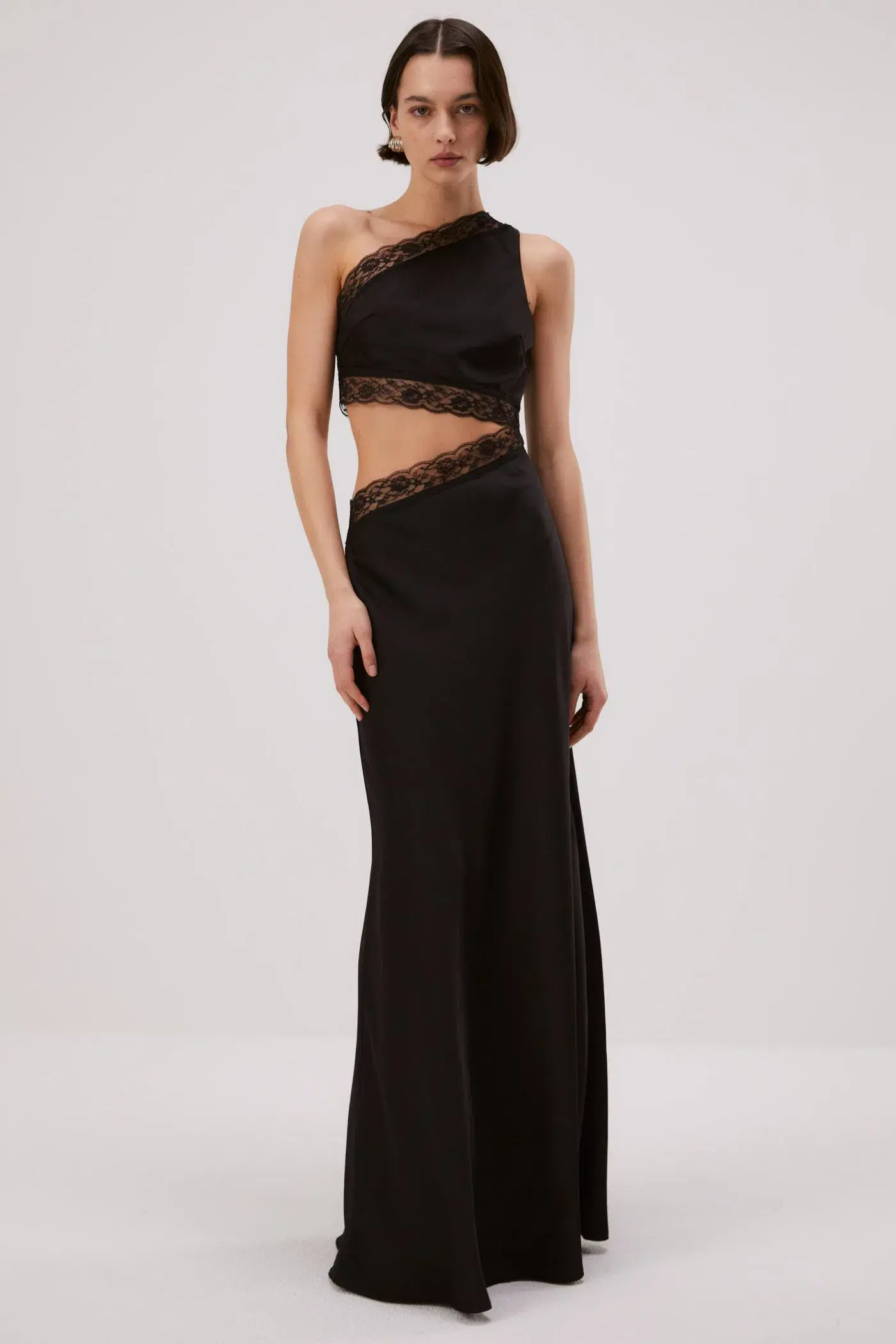 MISHA Jillian Satin Dress Black Size 8/S - Image 1