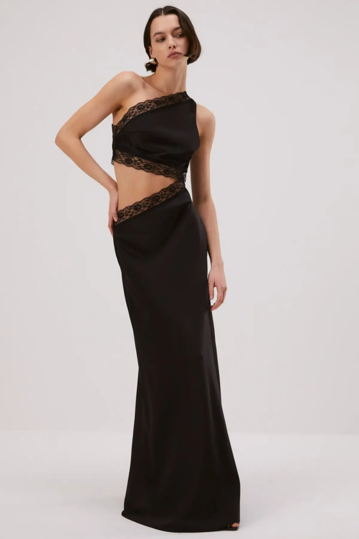 MISHA Jillian Satin Dress Black Size 8/S - Image 2