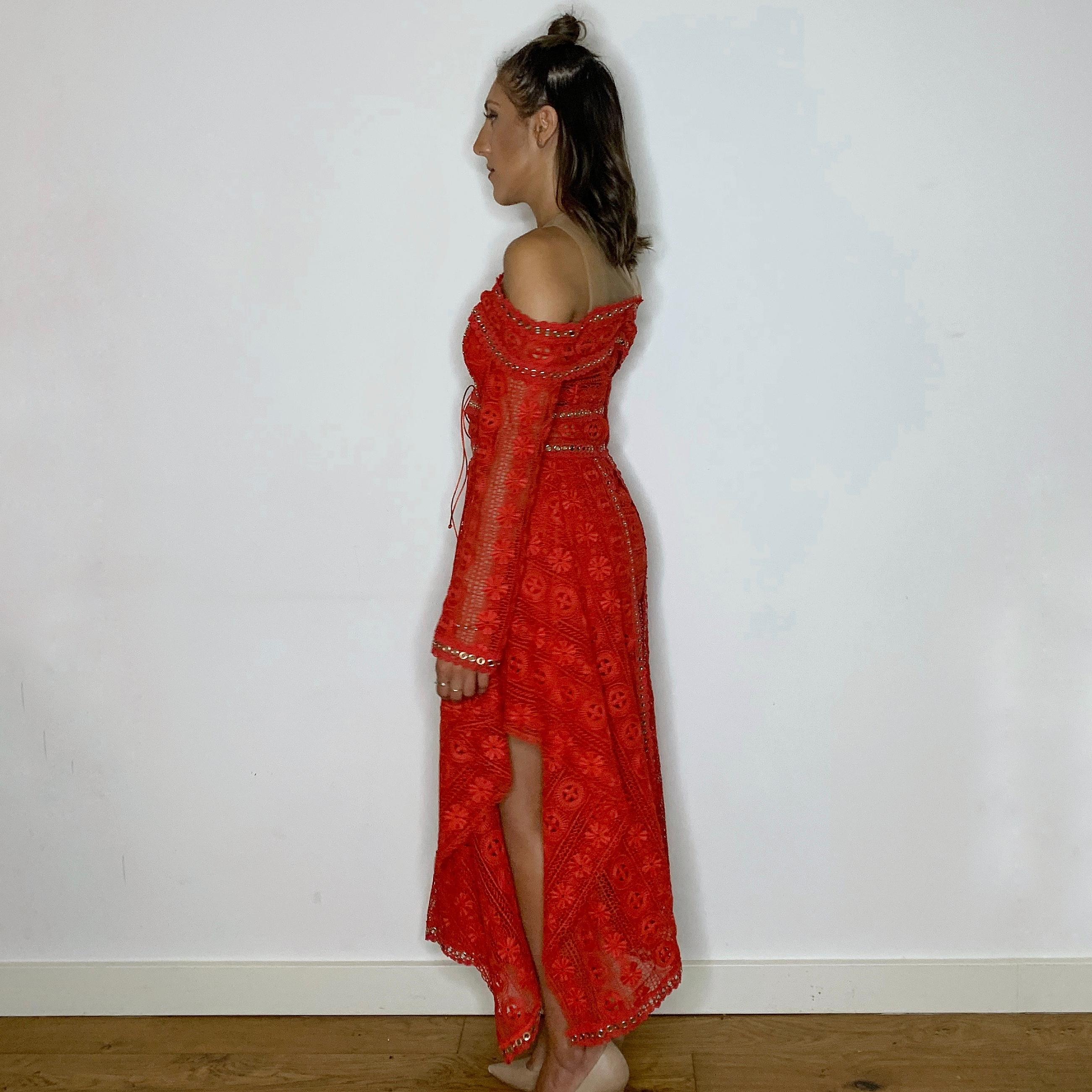 Thurley Folklane Dress Red 6 - Image 6