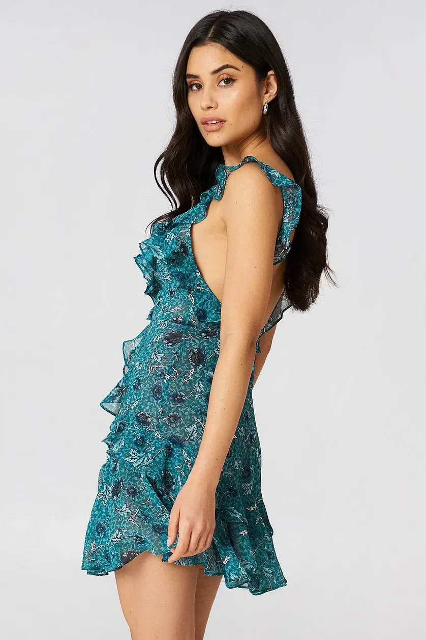 For Love And Lemons Poppy Mini Dress Blue Size AU 8  - Image 3