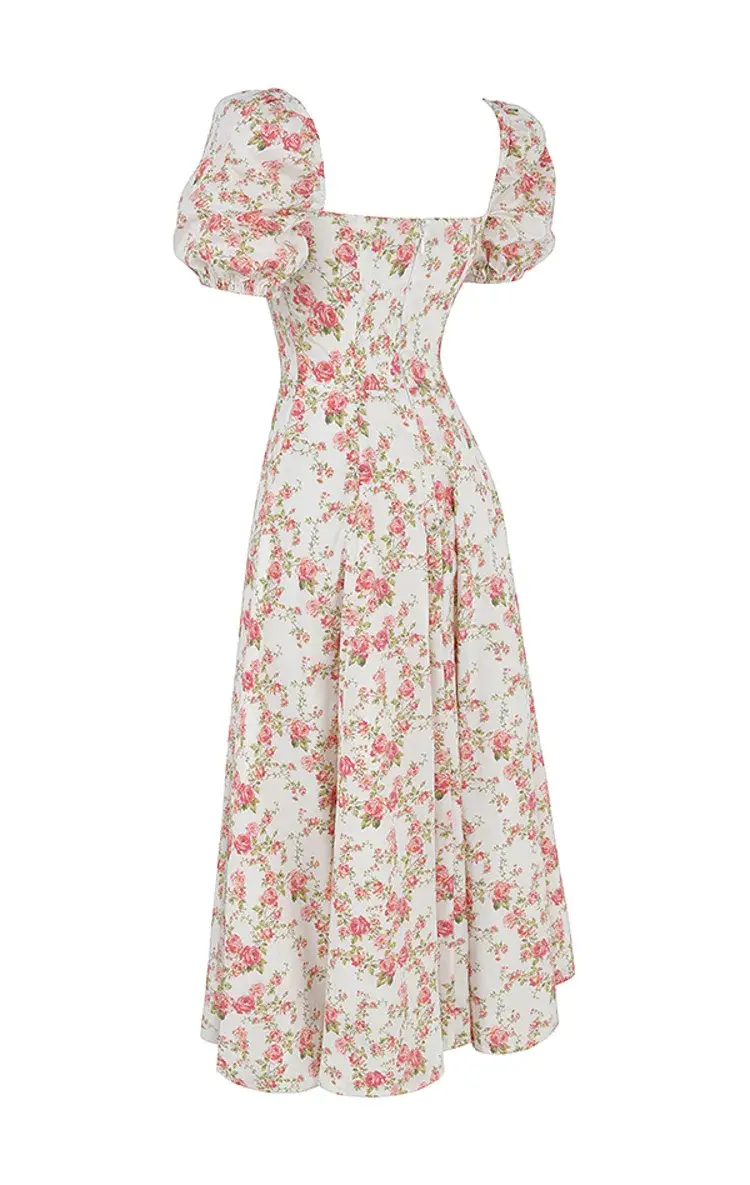 House of CB Rose Print Puff Sleeve Midi Sundress Floral Size L/AU 12 - Image 5