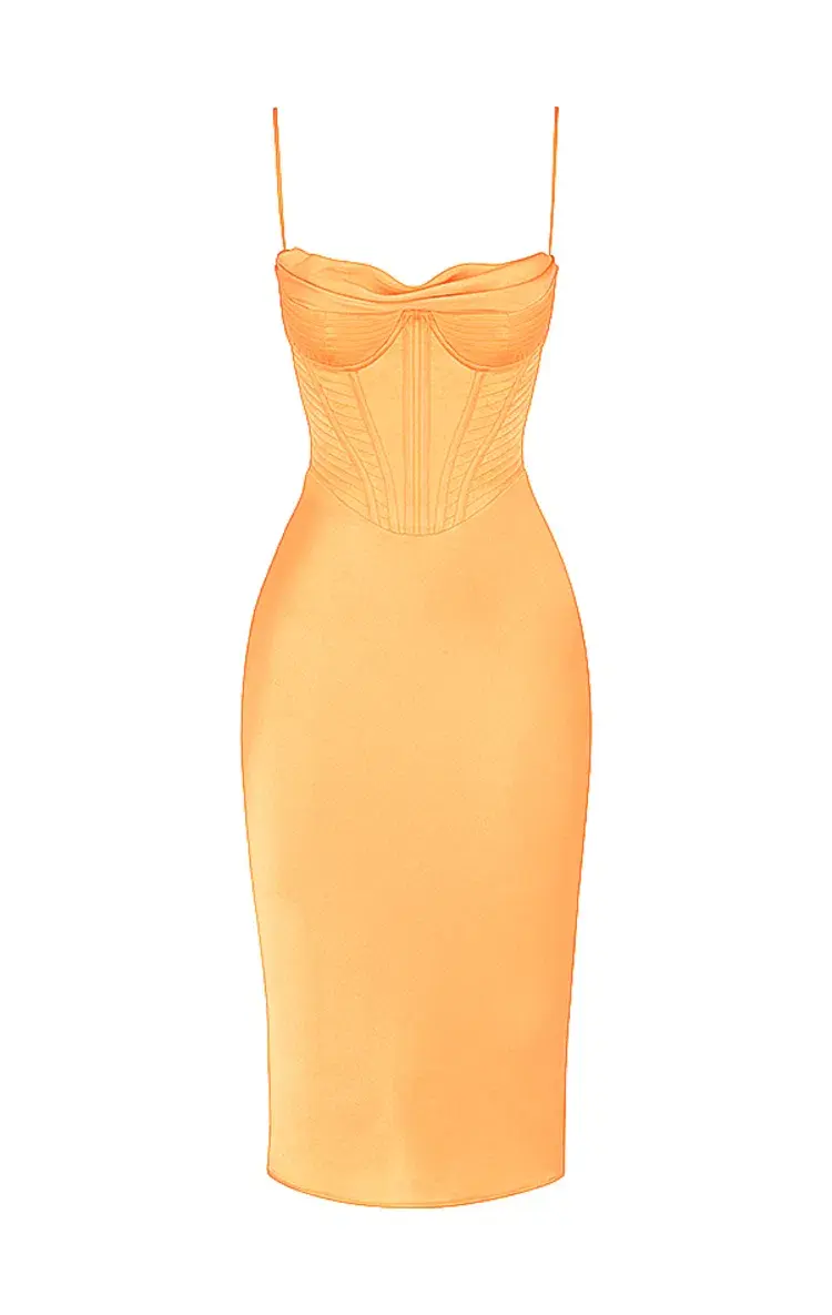 House of CB Myrna Corset Midi Dress Orange Size S/AU 8 - Image 6