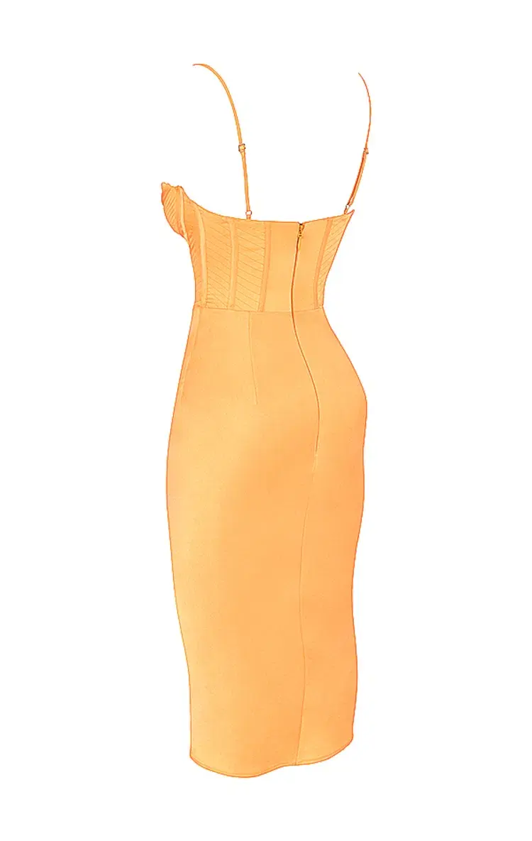 House of CB Myrna Corset Midi Dress Orange Size S/AU 8 for rent on The Volte - main image