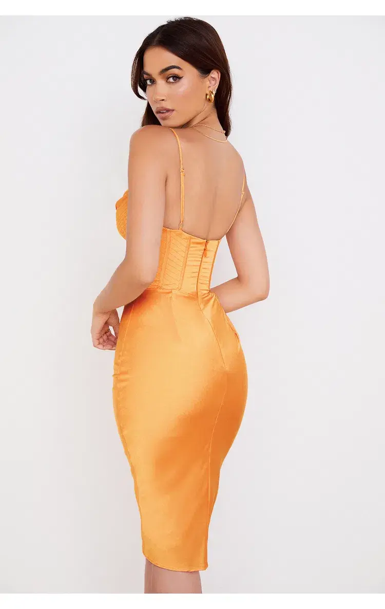 House of CB Myrna Corset Midi Dress Orange Size S/AU 8 - Image 5
