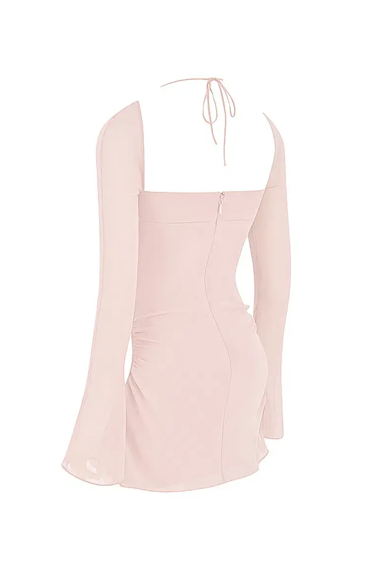 House of CB Baby Chiffon Cutout Halter Mini Dress Pink Quartz Size XS/AU 6 - Image 7