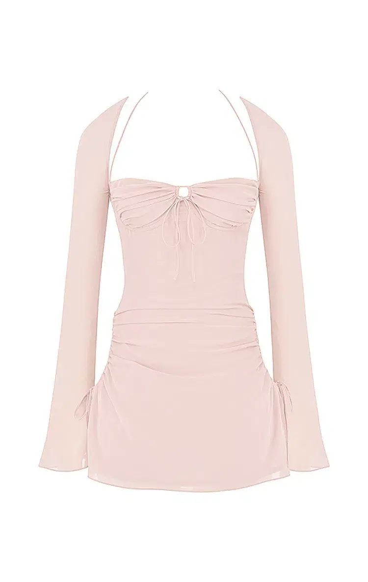 House of CB Baby Chiffon Cutout Halter Mini Dress Pink Quartz Size XS/AU 6 for rent on The Volte - main image
