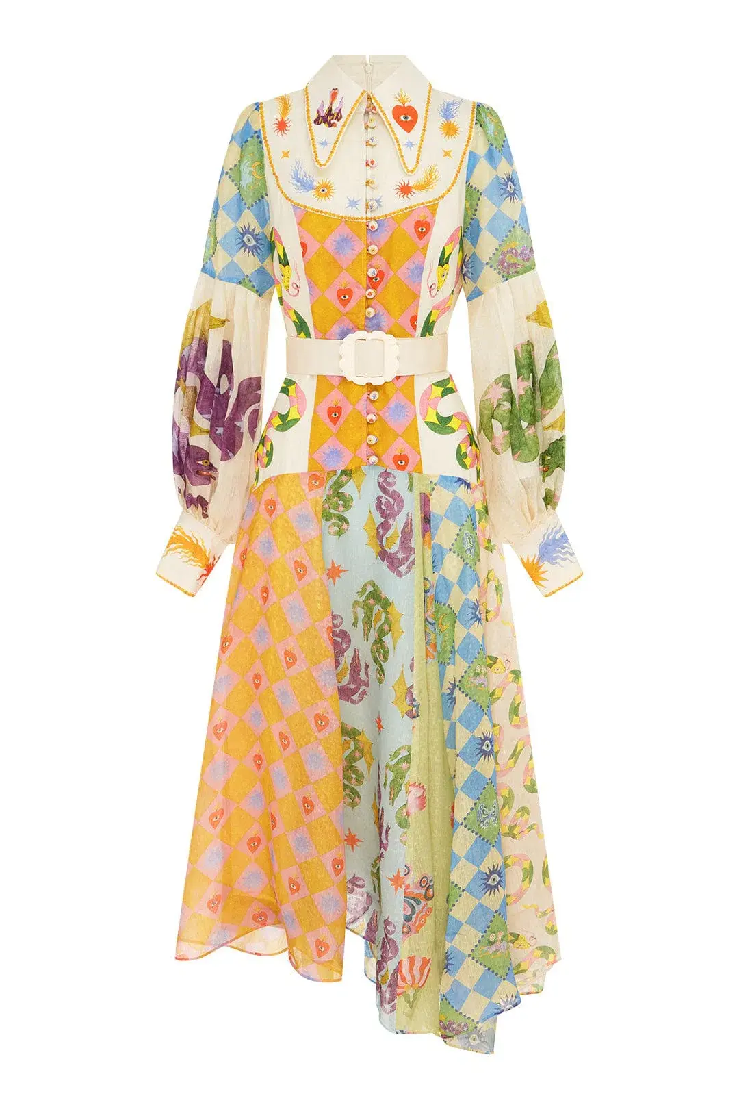 Alemais Lou Balloon Sleeve Shirtdress Multi Size 16 - Image 3