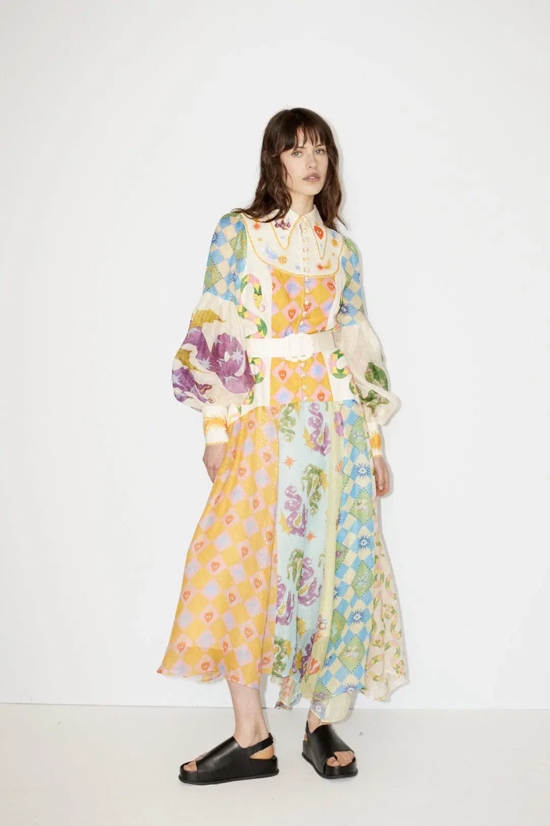Alemais Lou Balloon Sleeve Shirtdress Multi Size 16 - Image 2