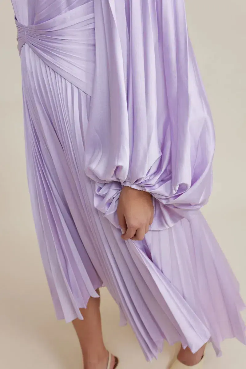Acler Palms Midi Dress Lilac Size 8 - Image 4