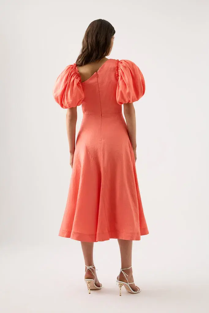Aje Maia Off Shoulder Midi Dress Coral Size 8 - Image 2