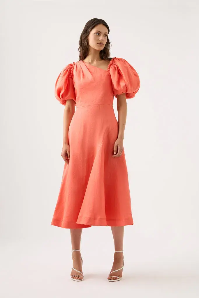 Aje Maia Off Shoulder Midi Dress Coral Size 8 - Image 1