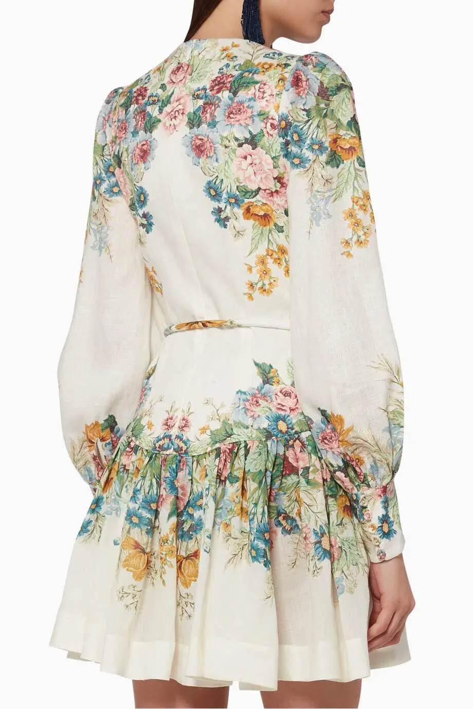 Zimmermann Wavelength Bell Sleeve Mini Dress Floral Size 0/Au 8  - Image 2
