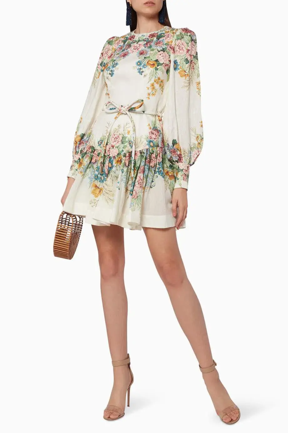 Zimmermann Wavelength Bell Sleeve Mini Dress Floral Size 0/Au 8  - Image 1
