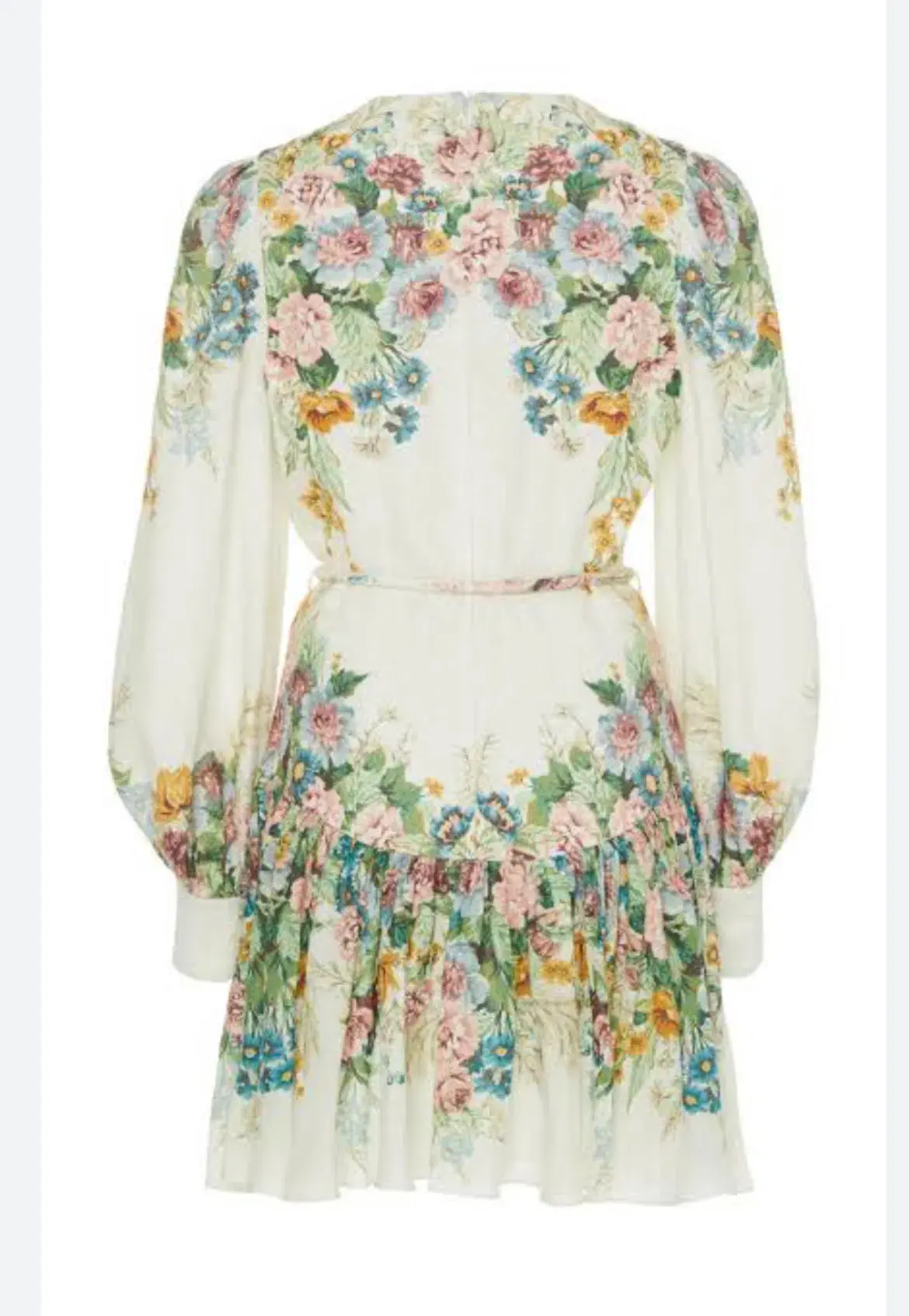 Zimmermann Wavelength Bell Sleeve Mini Dress Floral Size 0/Au 8  - Image 4