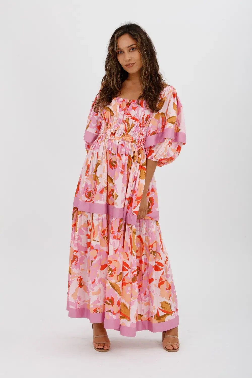 Acler Wayland Short Sleeve Printed Midi Dress Pink Floral Size 8 - Image 8