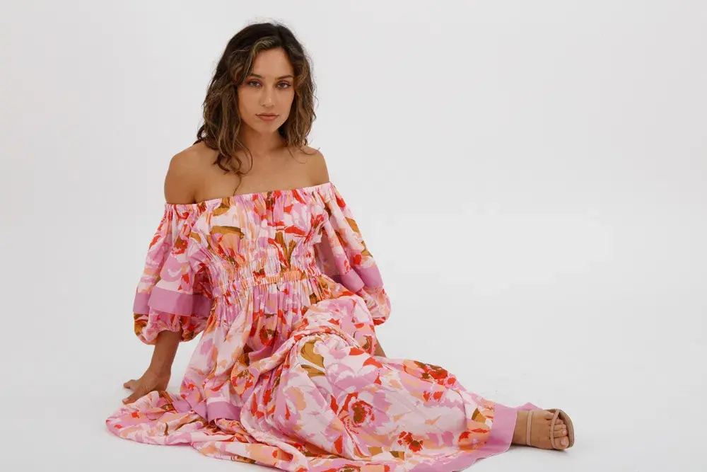 Acler Wayland Short Sleeve Printed Midi Dress Pink Floral Size 8 - Image 12
