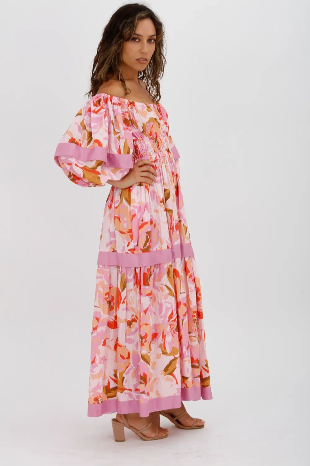 Acler Wayland Short Sleeve Printed Midi Dress Pink Floral Size 8 - Image 10