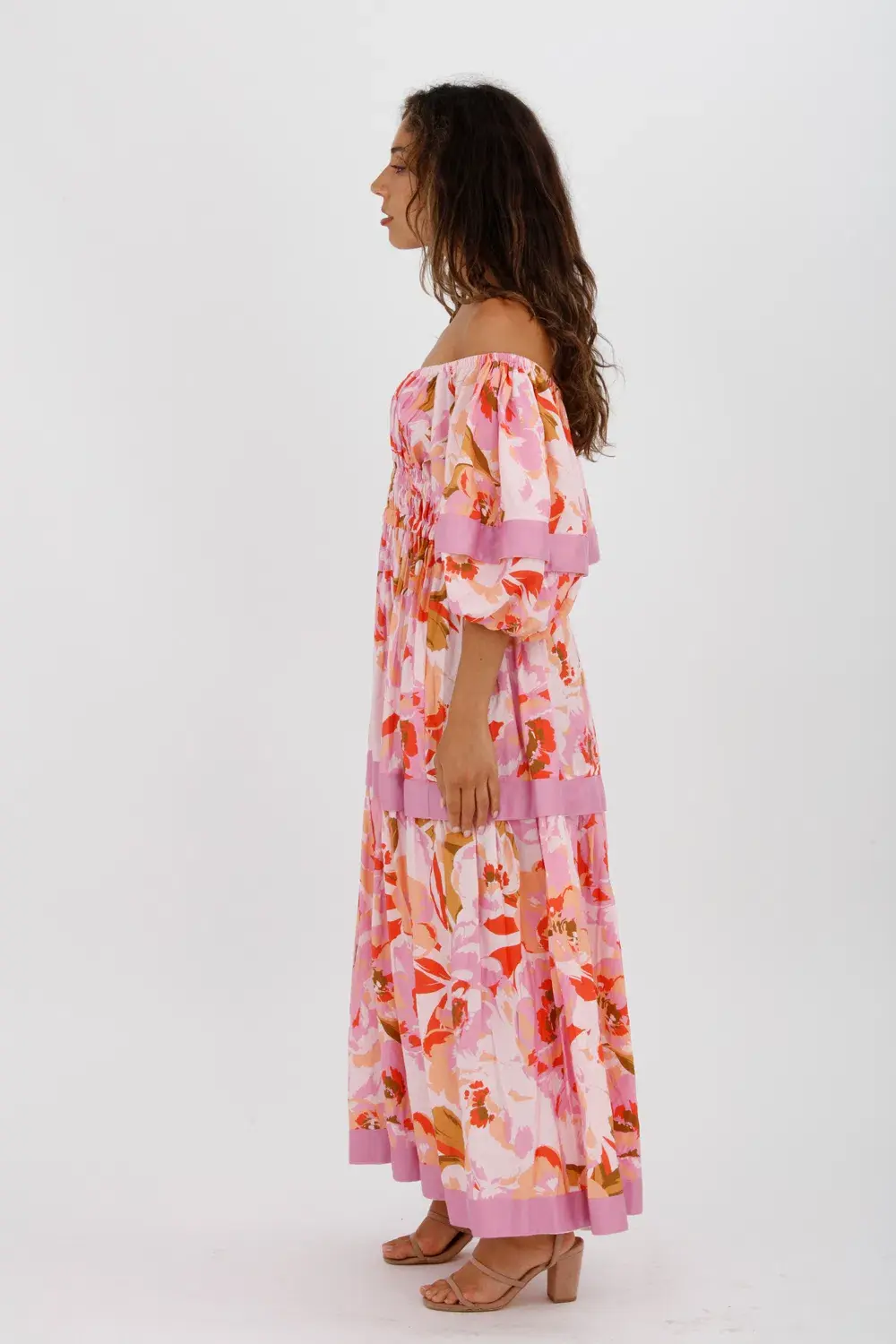 Acler Wayland Short Sleeve Printed Midi Dress Pink Floral Size 8 - Image 6