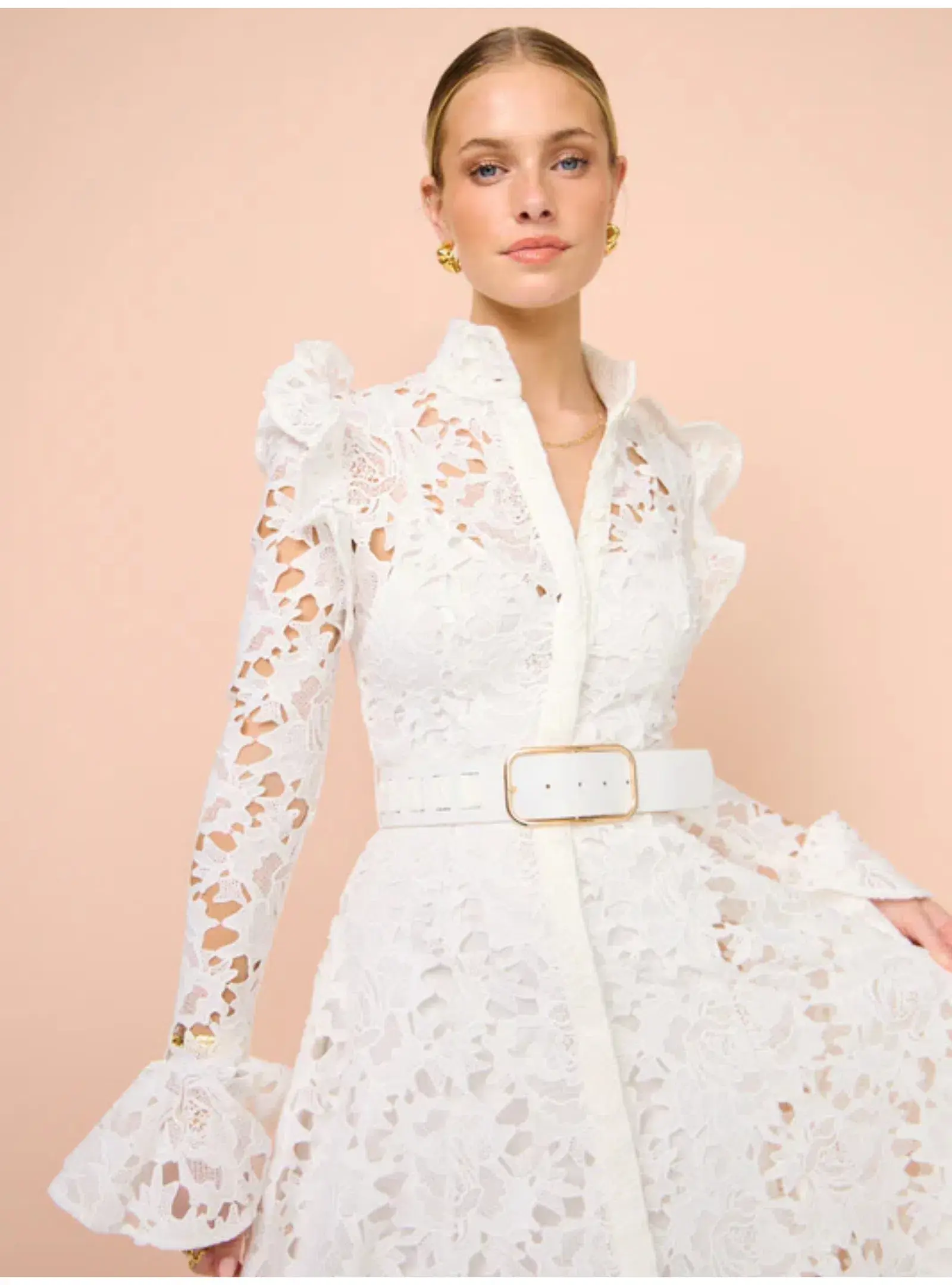 Leo Lin Aliyah Butterfly Sleeve Midi Dress Snow Size AU 12  - Image 2