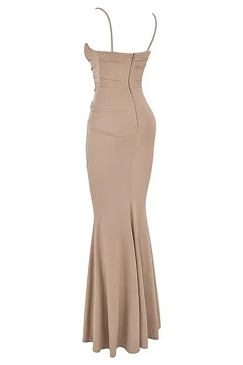 House Of CB Milena Jersey Corset Maxi Dress Almond Size AU 8 - Image 3