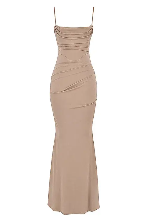 House Of CB Milena Jersey Corset Maxi Dress Almond Size AU 8 - Image 2
