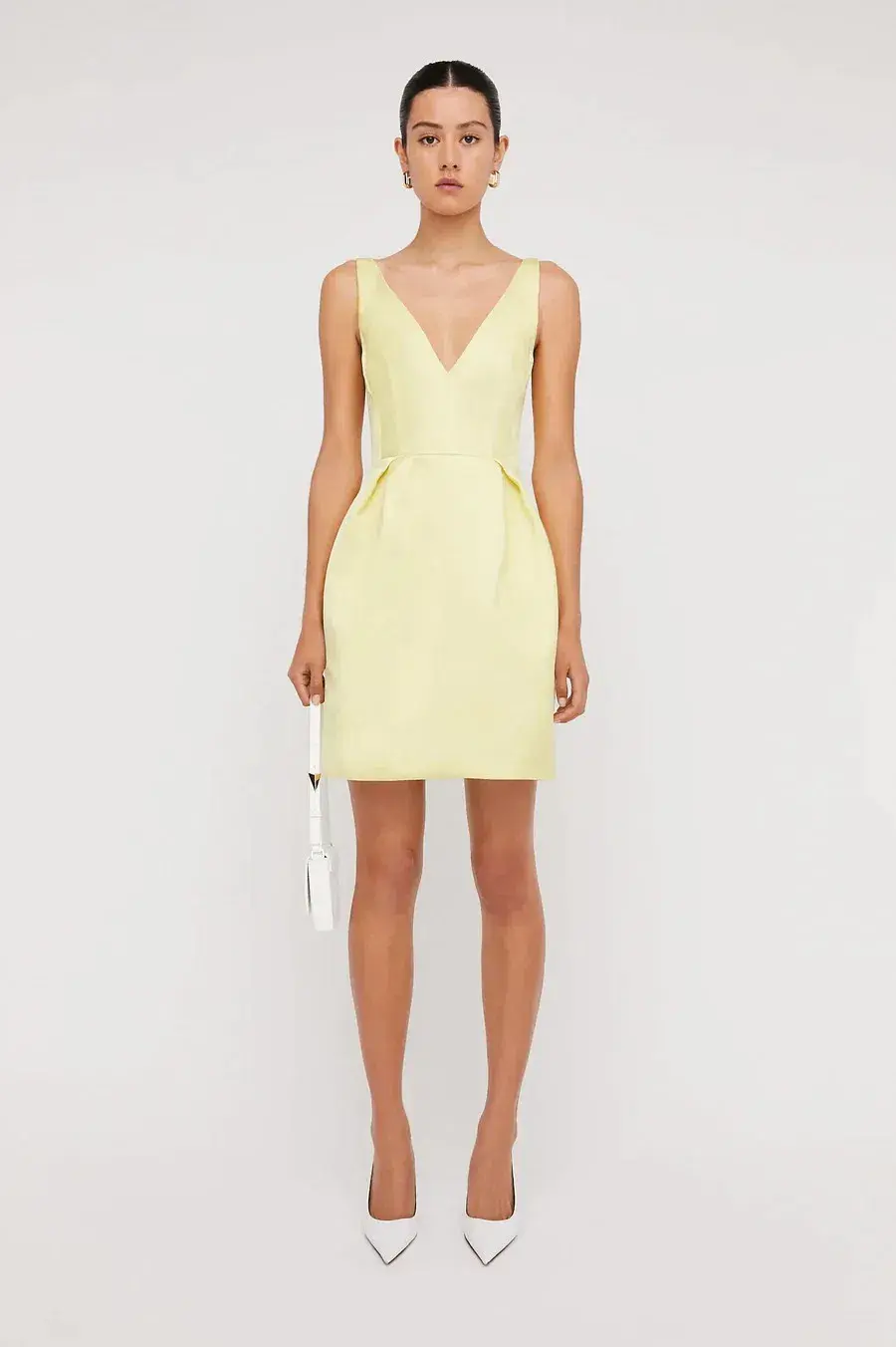 Scanlan Theodore Satin Mini Dress Yellow Size AU 12 - Image 1