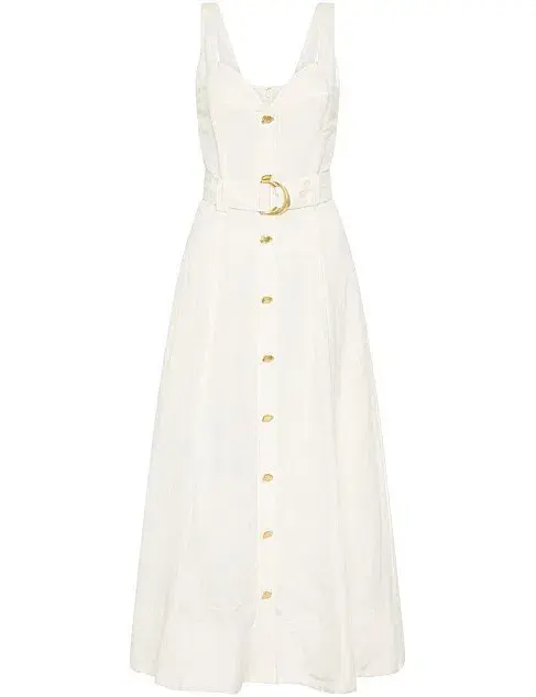 Aje Clay Belted Midi Dress White Size AU 10 for rent on The Volte - main image