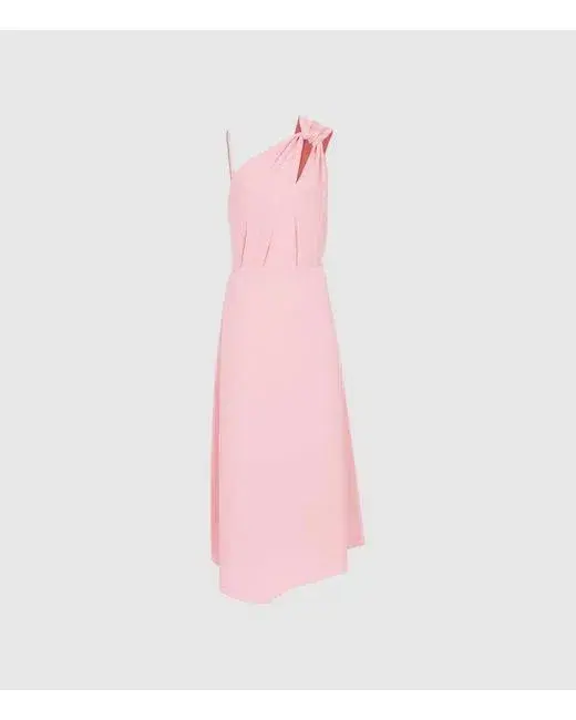 Reiss One Shoulder Delilah MIDI Dress Pink Size L / AU 12 - Image 3