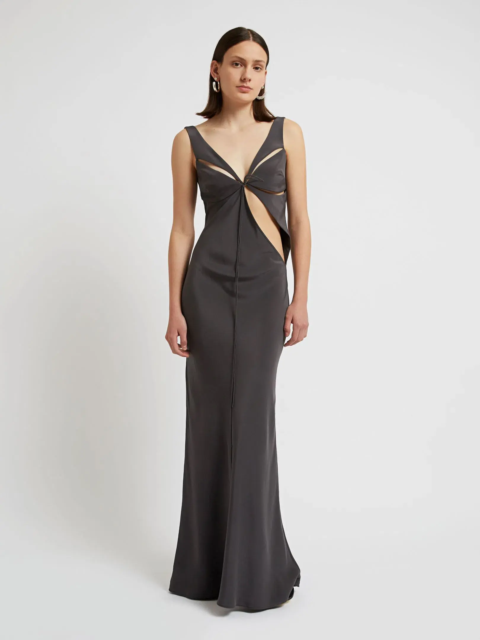 Christopher Esber Triquetra Contoured Tank Dress Grey Size 8 - Image 1