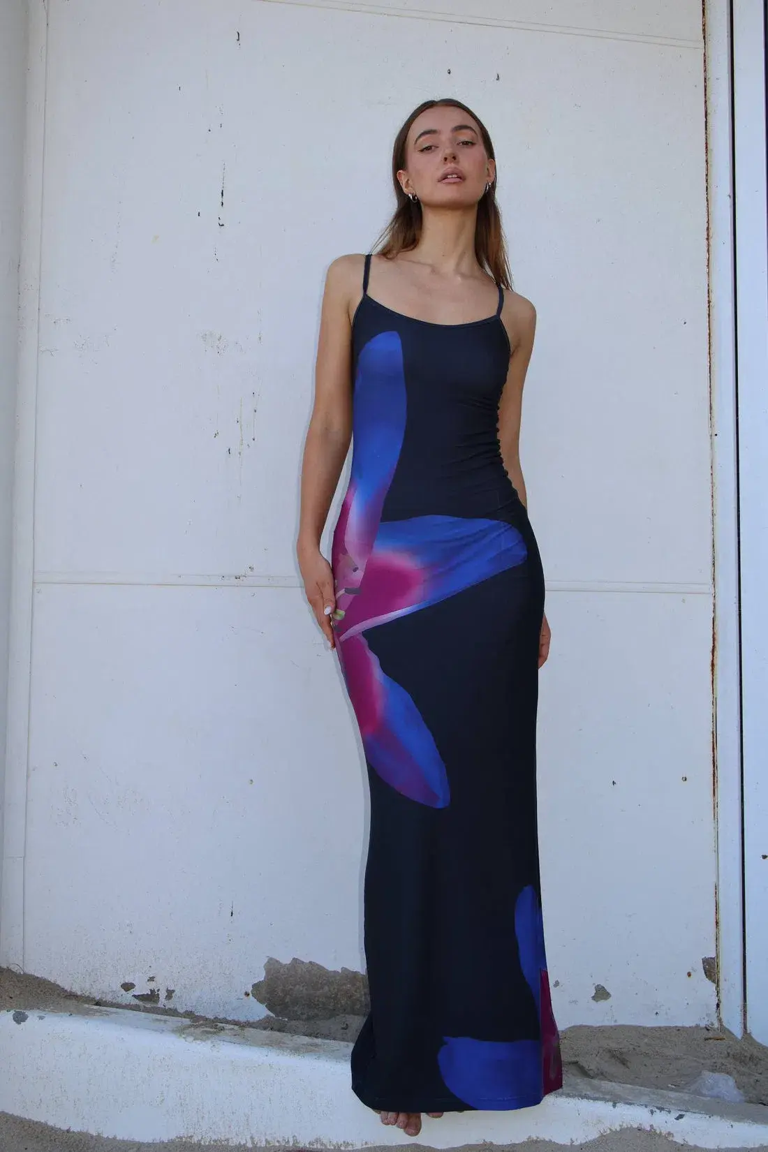With Harper Lu Midnight Lily Floral Slip Dress Size M/Au 10 - Image 4