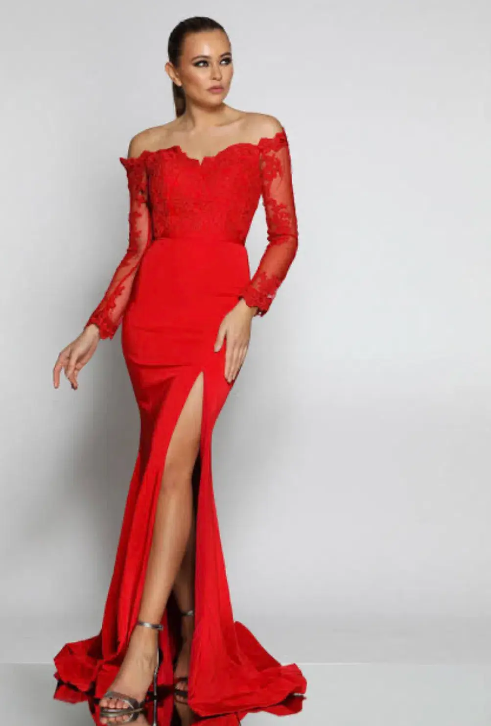 Jadore JX052 Lace Gown Red Size 14 - Image 2