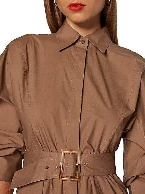 Scanlan Theodore Cotton Trench Midi Dress Cashew Size S / Au 8 - Image 2