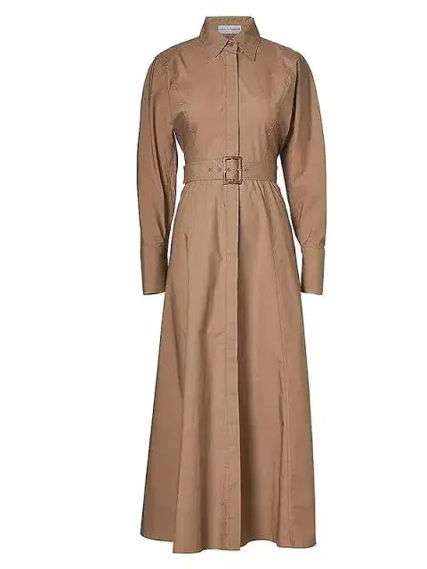 Scanlan Theodore Cotton Trench Midi Dress Cashew Size S / Au 8 - Image 3