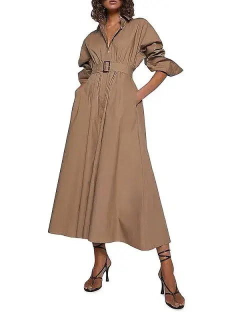 Scanlan Theodore Cotton Trench Midi Dress Cashew Size S / Au 8 - Image 1