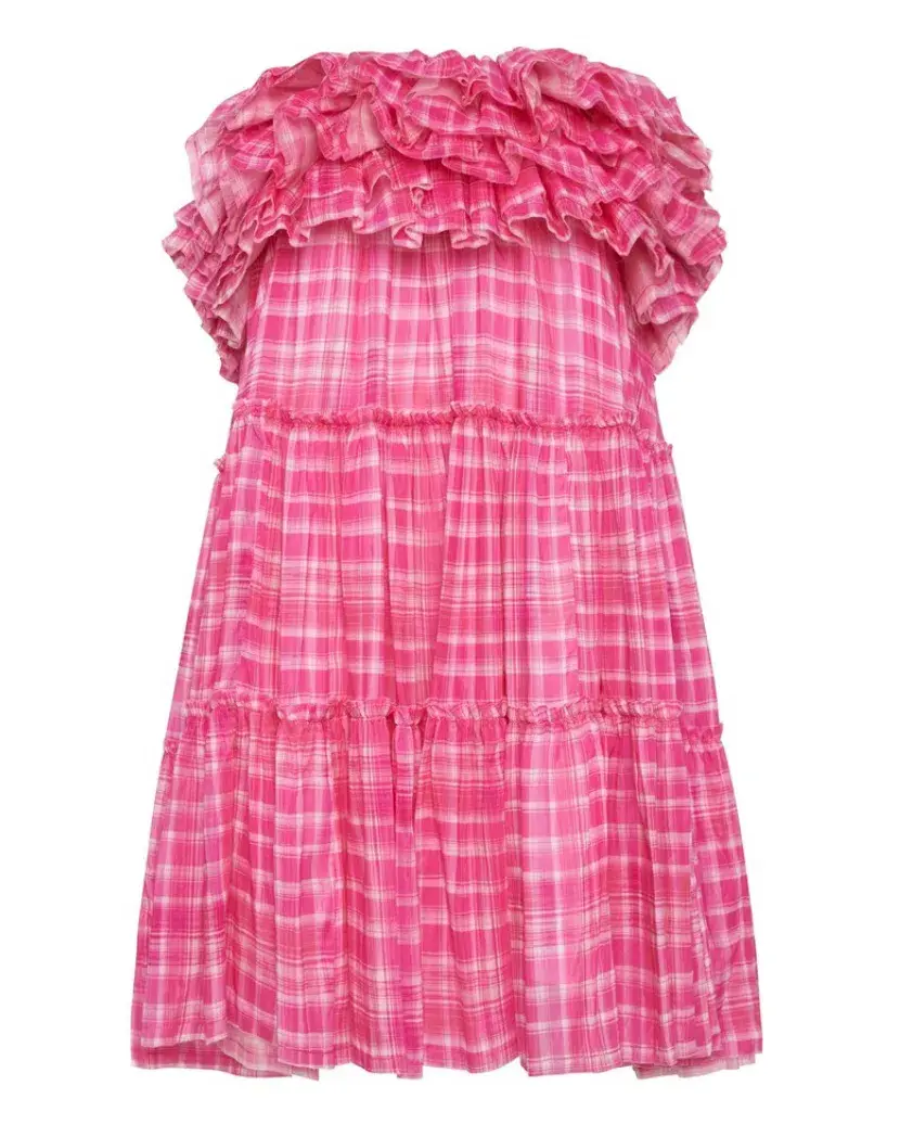 Aje Bungalow Tiered Mini Dress Pink Size 10 - Image 4
