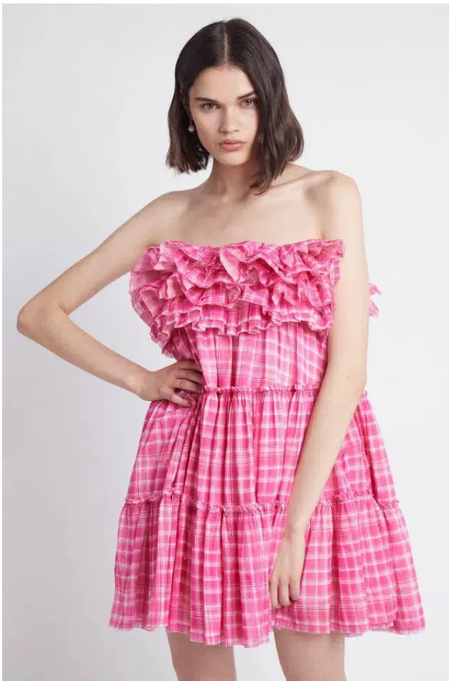 Aje Bungalow Tiered Mini Dress Pink Size 10 - Image 1