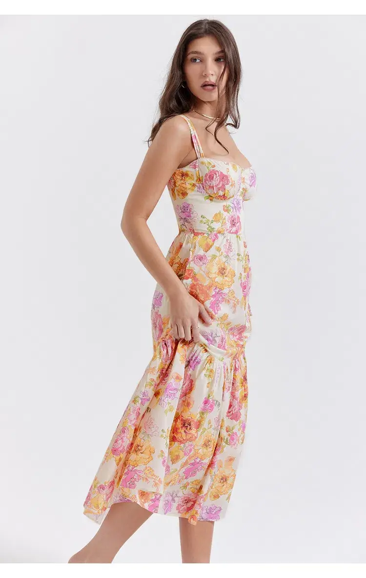 House of CB Elia Midi Dress Ivory Floral Size L / Au 12 (+cup) - Image 5