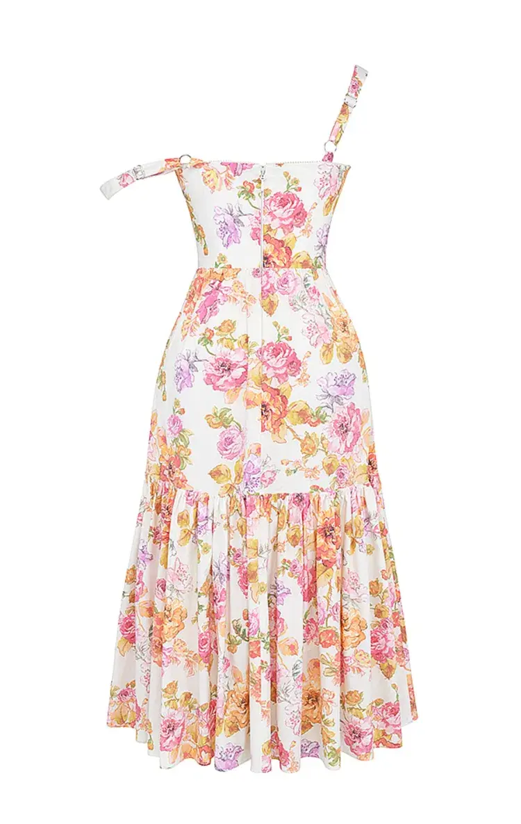 House of CB Elia Midi Dress Ivory Floral Size L / Au 12 (+cup) - Image 8