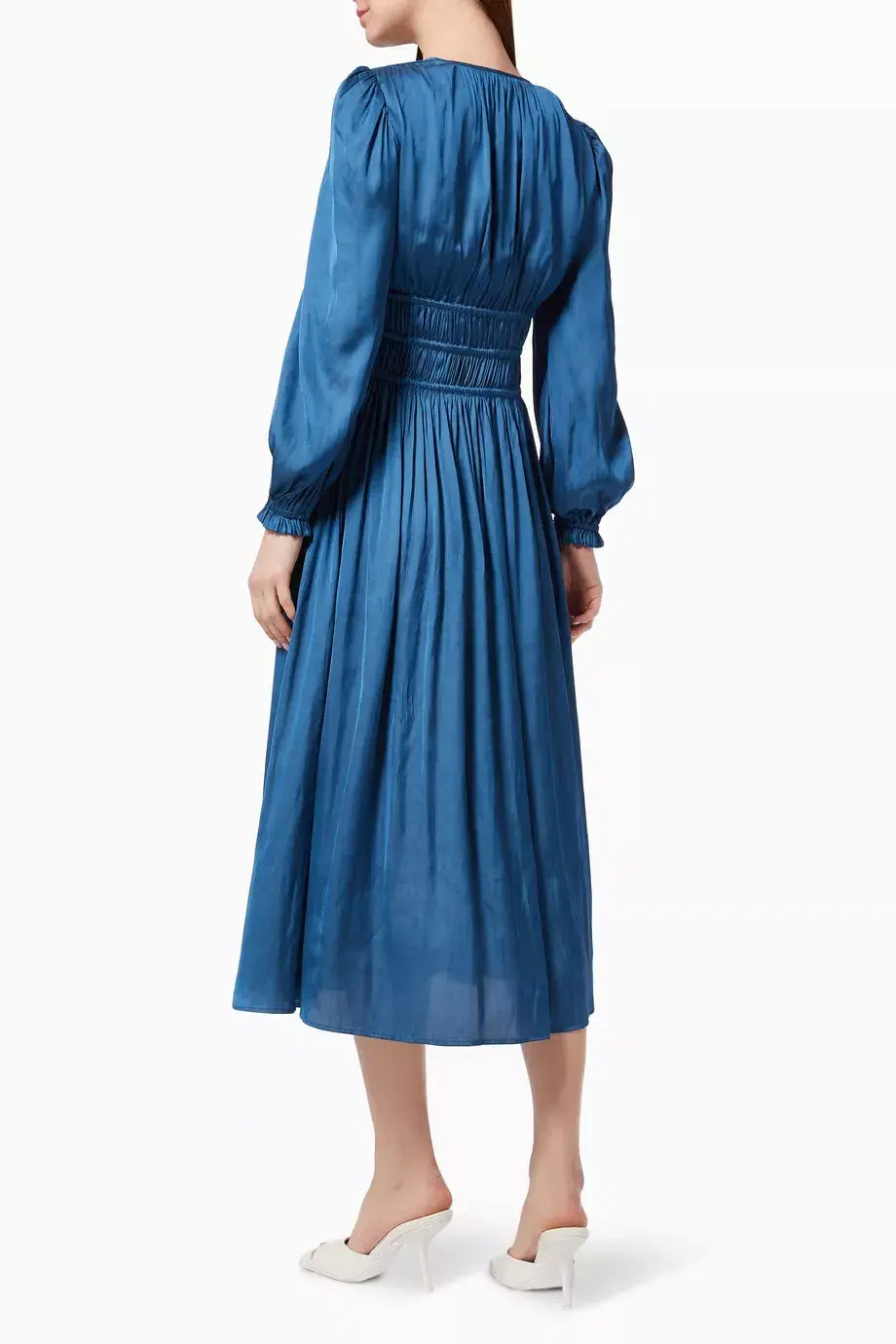 Maje  Riannette Flared Midi Dress Blue Size 36FR / AU 8 - Image 3