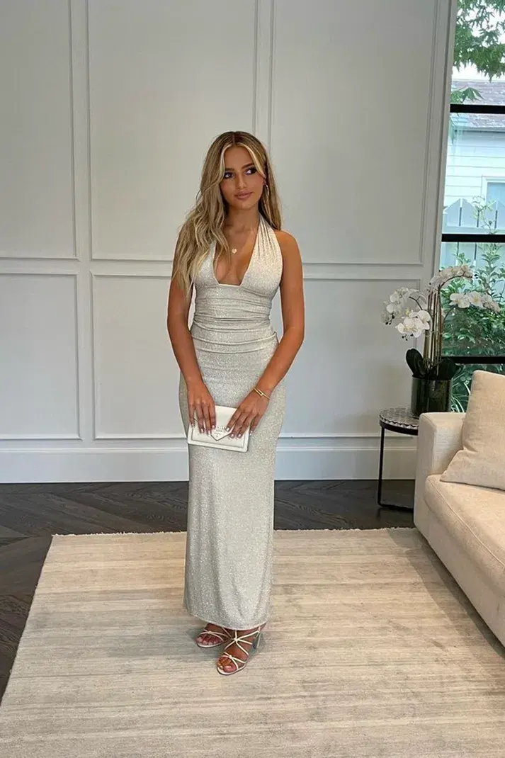 Deconduarte Astor Glitter Maxi Dress Ivory Size 8  - Image 1