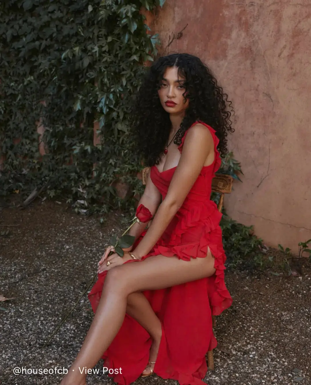 House Of Cb Ariela Red Ruffle Backless Dress Cherry In Size S/Au 8 for rent on The Volte - main image