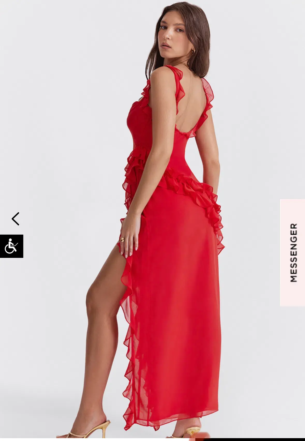 House Of Cb Ariela Red Ruffle Backless Dress Cherry In Size S/Au 8 - Image 9