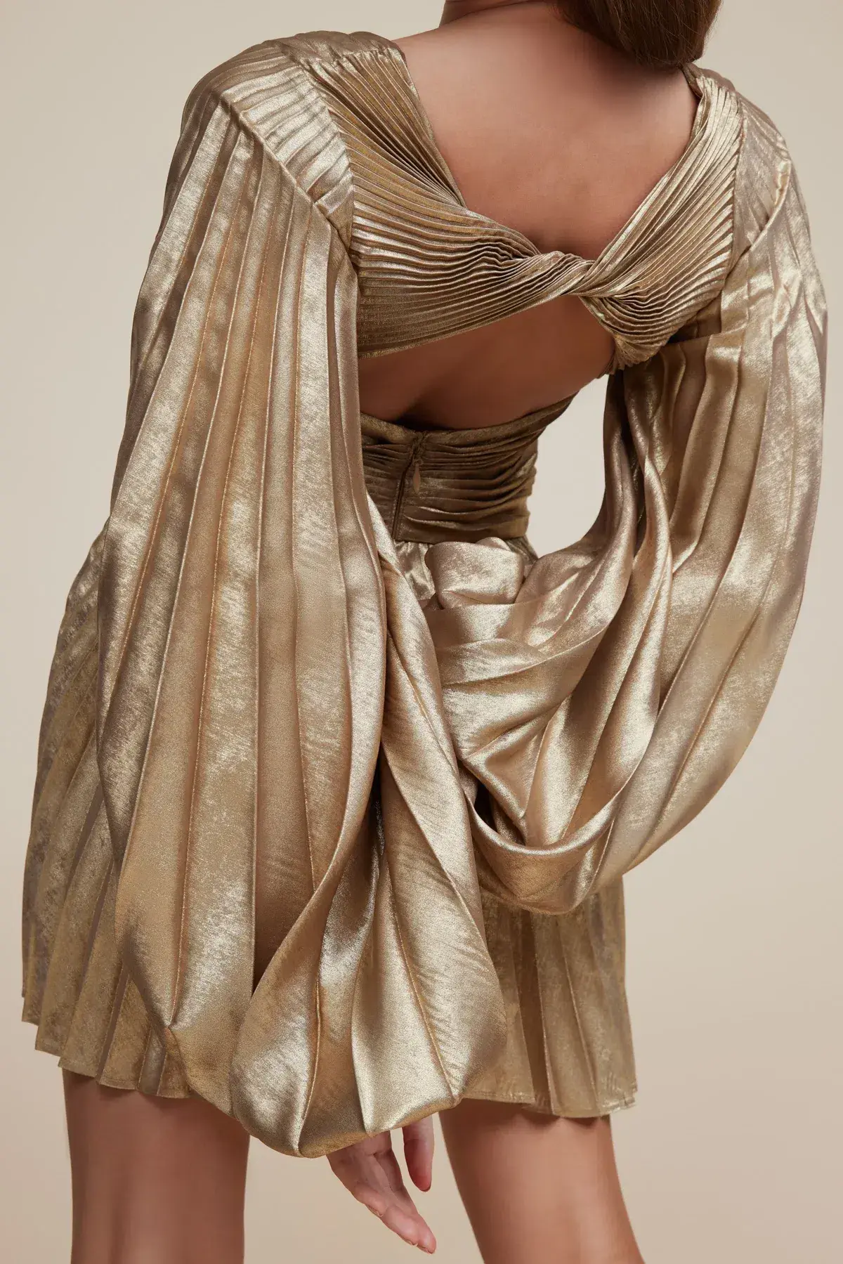Acler Geneva Mini Dress Metallic Gold Size 8 - Image 9